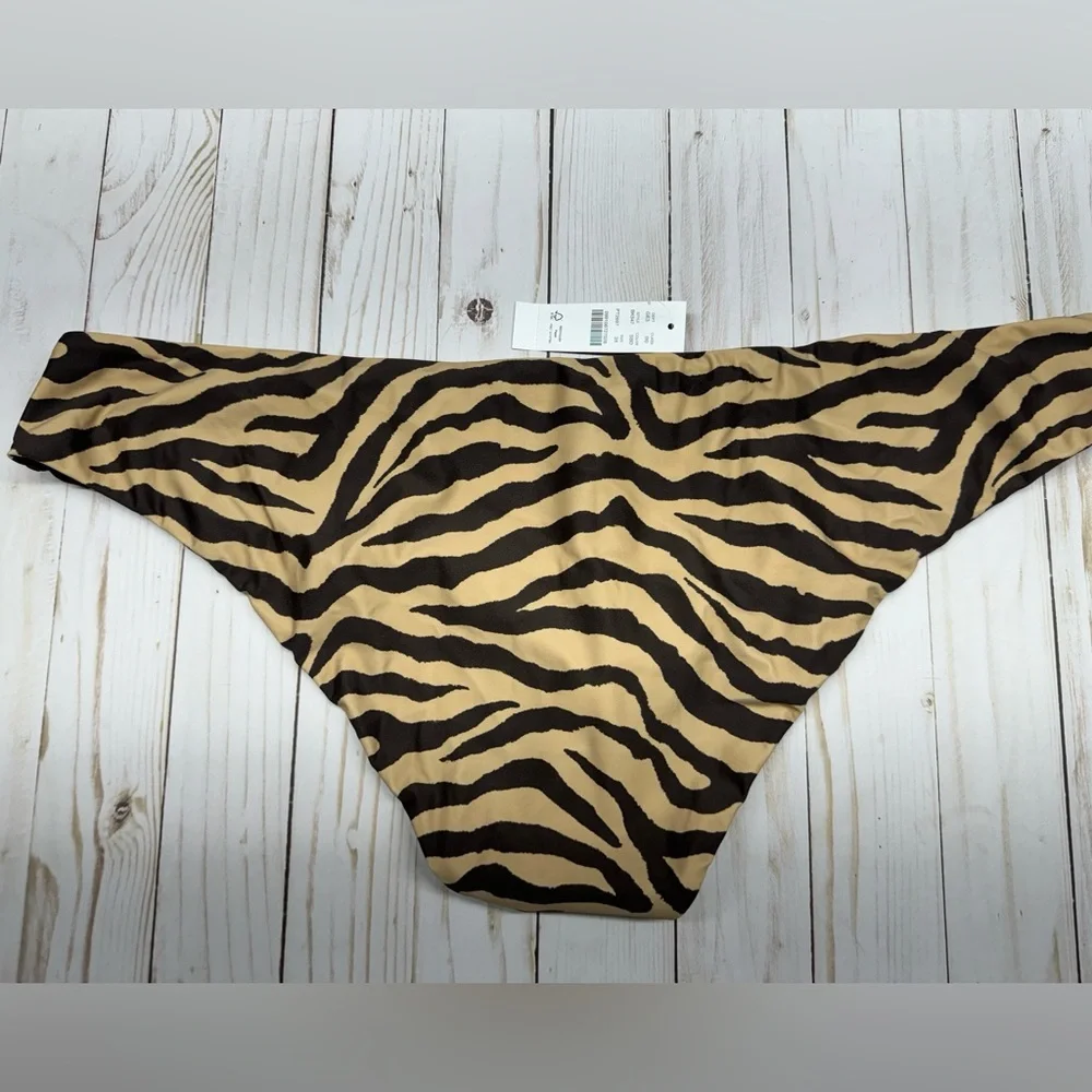 J. Crew Curved-Waist Cheeky Bikini Bottom in Zebra Stripe Swimwear Size 3X